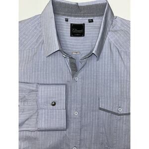 7 Diamonds Men’s XL Light Blue Striped Long Sleeve Contrast Cuff Button Shirt